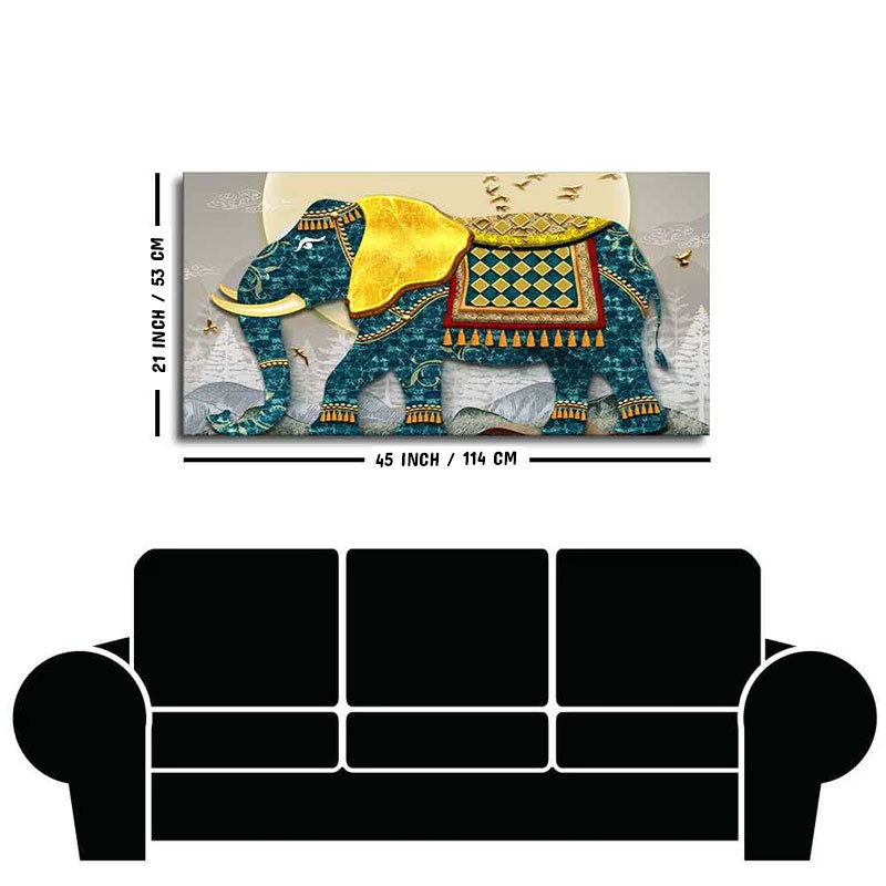 Classic and Royal Elephant with Golden Tusks wall Painting