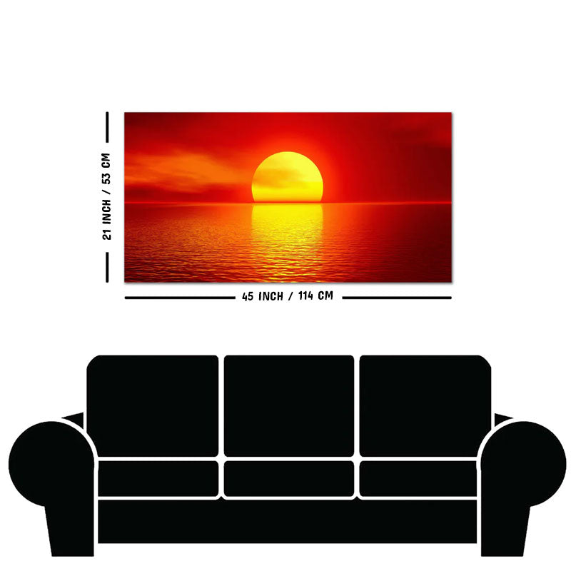 Canvas Wall Painting of Scarlet Sunset Over Ocean