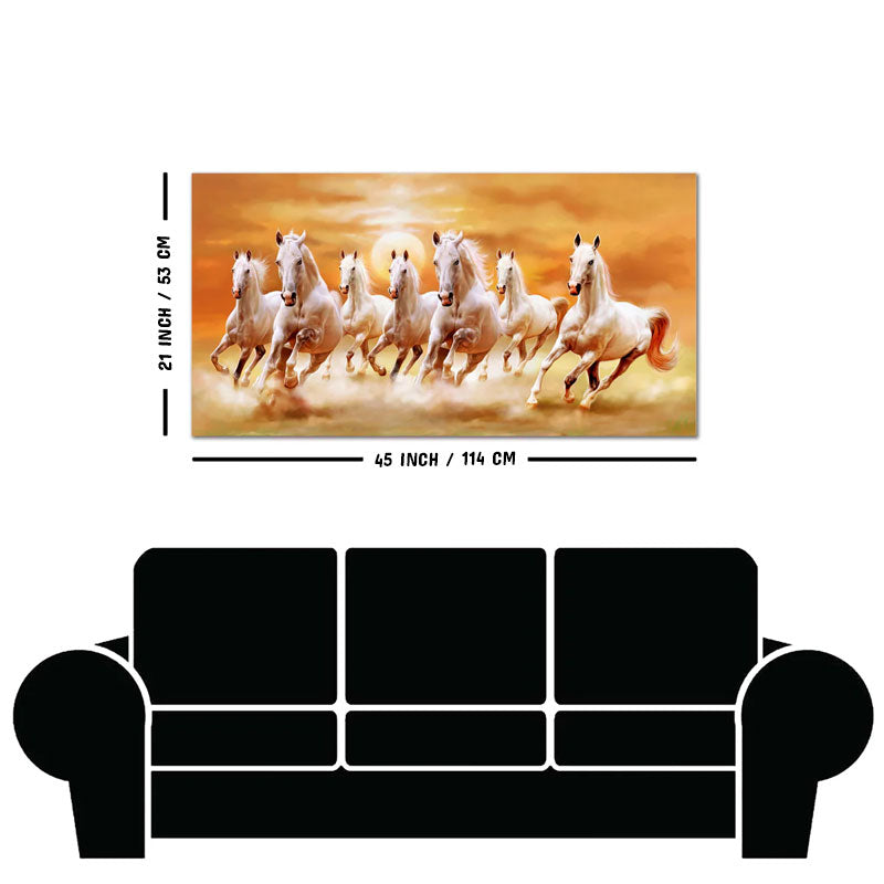 Beautiful Seven Running Horses Canvas Big Wall Painting