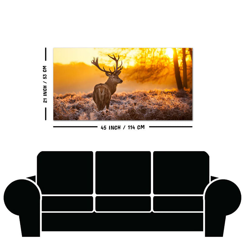Premium Canvas Painting of Red Deer in Forest at Sunrise