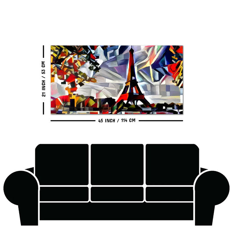 Abstract Art Premium Canvas Painting of Eiffel Tower in Paris