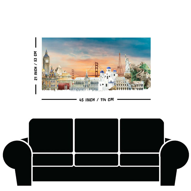 Premium Canvas Wall Painting of Famous Monuments