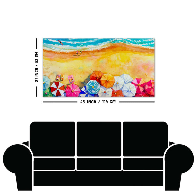 Seascape Top View Premium Canvas Watercolor Wall Painting