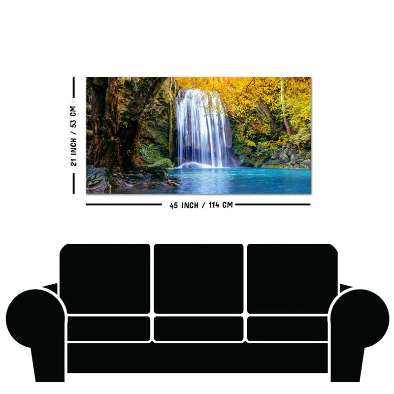 A Beautiful view of Erawan Waterfall Abstract Premium Canvas Wall Painting