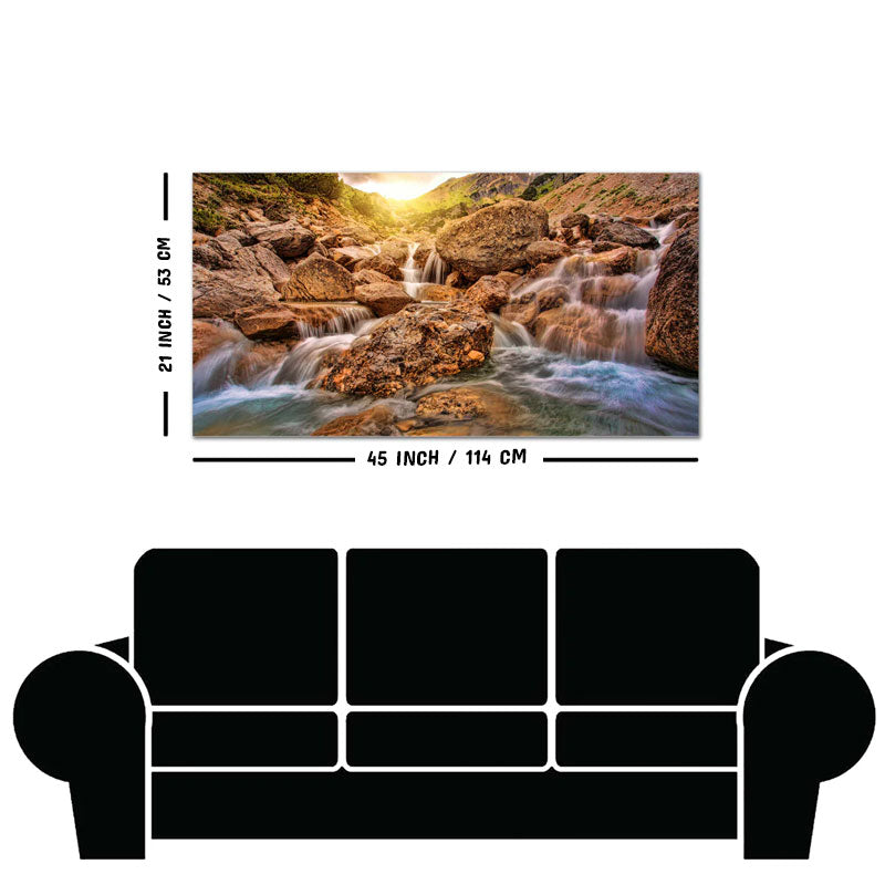 Premium Canvas Wall Painting of Waterfall at Sunrise