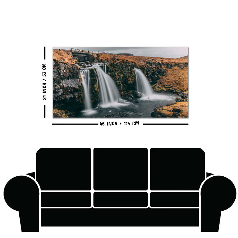 Panoramic Canvas Wall Painting of Amazing Waterfall in Iceland