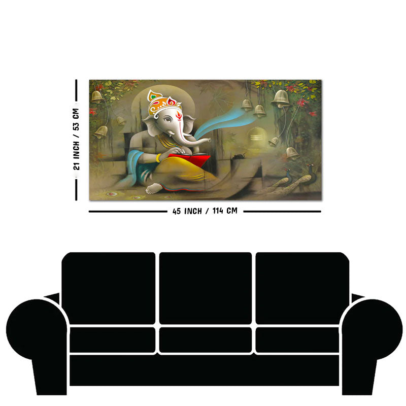 Auspicious Lord Ganpati Ganesha Canvas Wall Painting