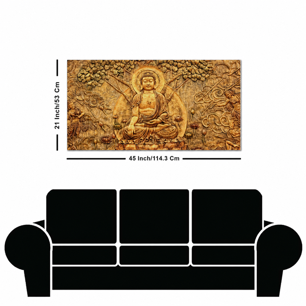 Premium Canvas Wall Painting of Lord Buddha Sculpture