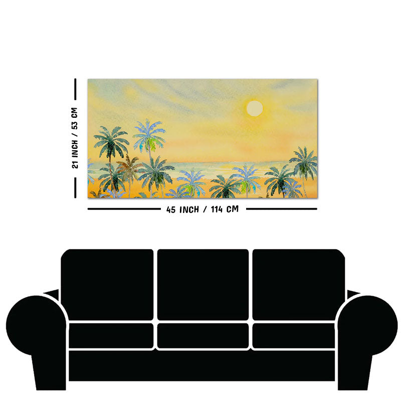 Premium Canvas Wall Painting of Palm Trees on Beach