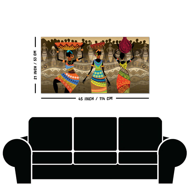 Premium Canvas Wall Painting of African Warli Art