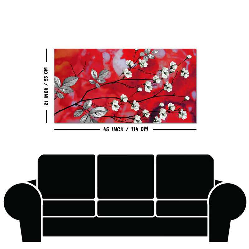 Premium Canvas Abstract Art Painting of White Flowers