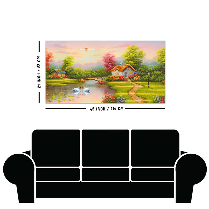 A Beautiful Scenery of Old Houses Canvas Wall Painting