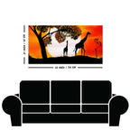 A Pair of Giraffe under a Tree in Sunset Canvas Wall Painting