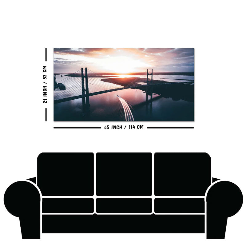 Canvas Wall Painting of Beautiful Bridge in Sunset
