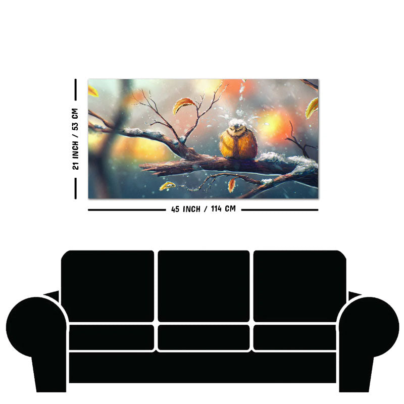 Canvas Wall Painting of Bird in Winters