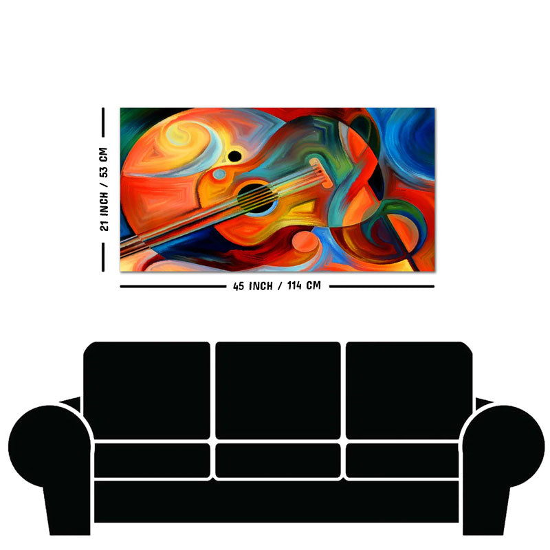 Colorful Abstract Guitar Premium Canvas Wall Painting