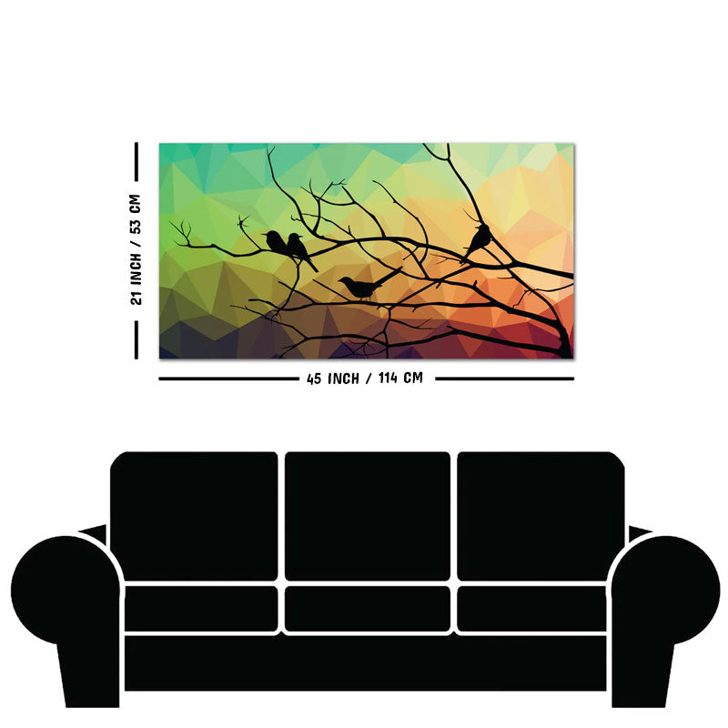 Birds on Branch Abstract Art Wall Painting