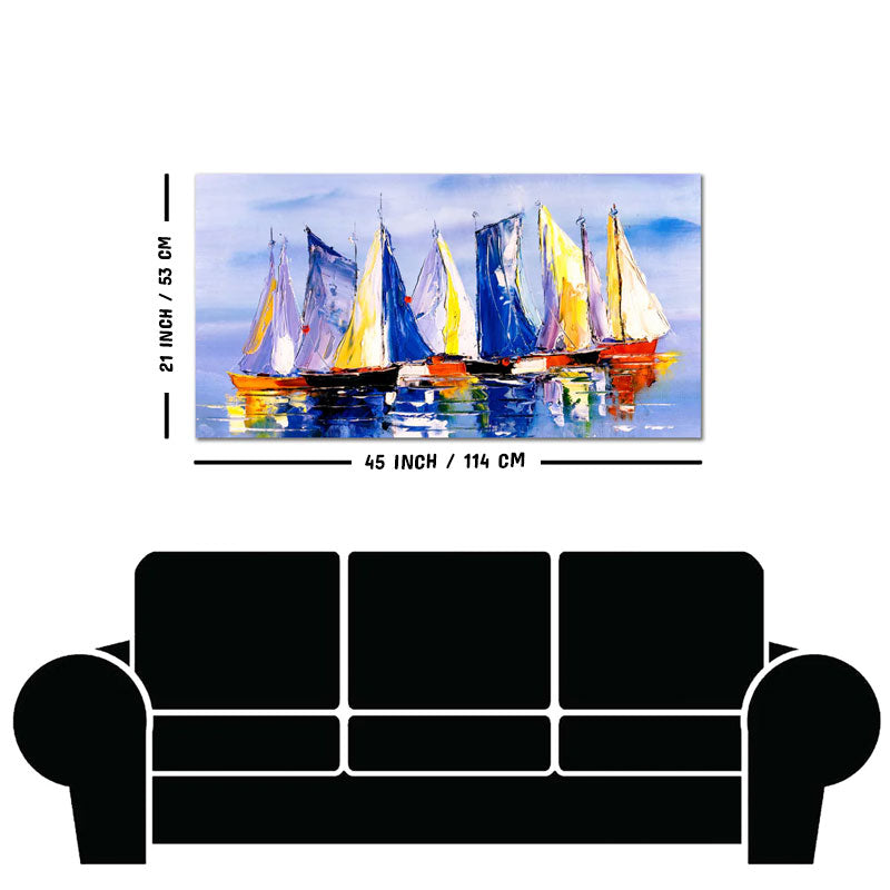 Sailing Boats in Ocean Canvas Wall Painting