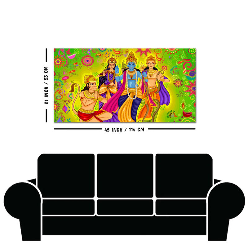 Hindu Gods Shree Ram Darbar Hanuman Premium Canvas Wall Painting