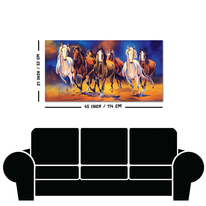 Seven Horses Running in Field Canvas Wall Painting