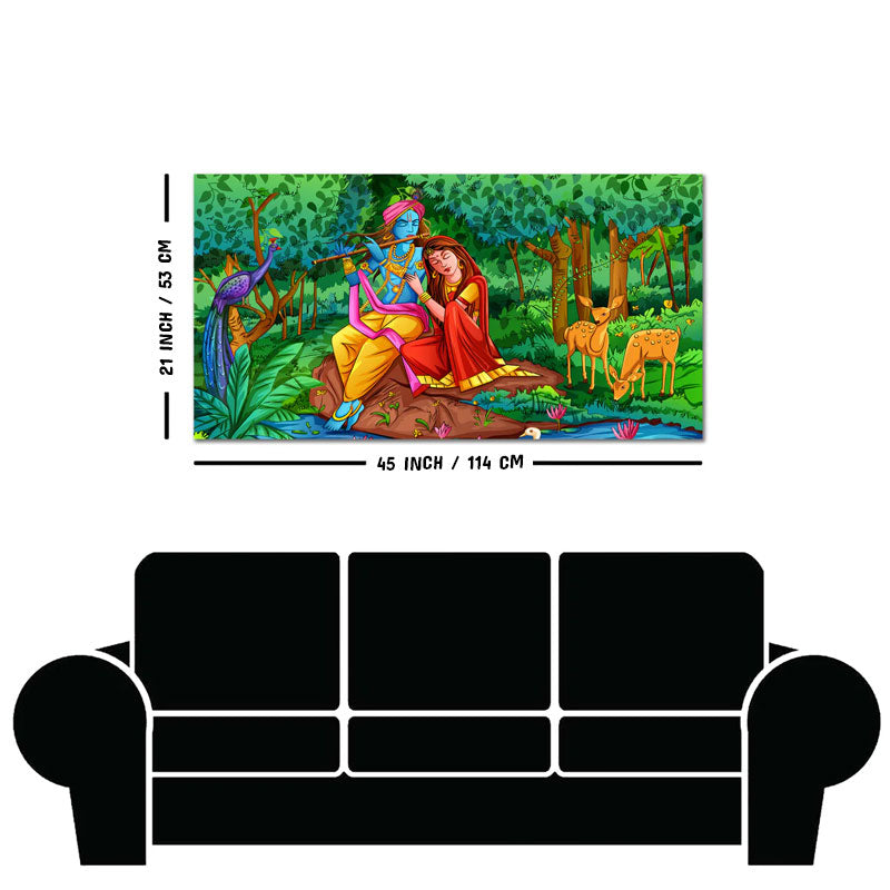 Lord Radha Krishna in Forest Wall Painting