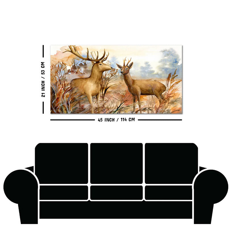 Canvas Wall Painting Pair of Deer in the Forest