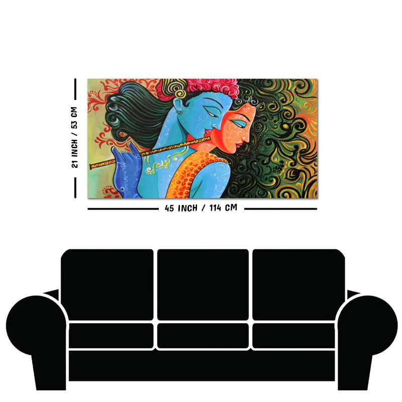 Radha Krishna with Flute Premium Wall Painting