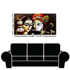 Radha Krishna With Flute Canvas Wall Painting