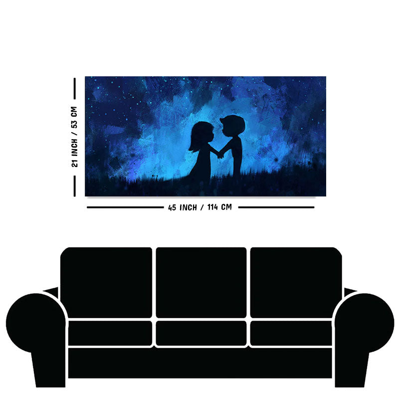 Beautiful Young Couple in Love Holding Hands Canvas Wall Painting