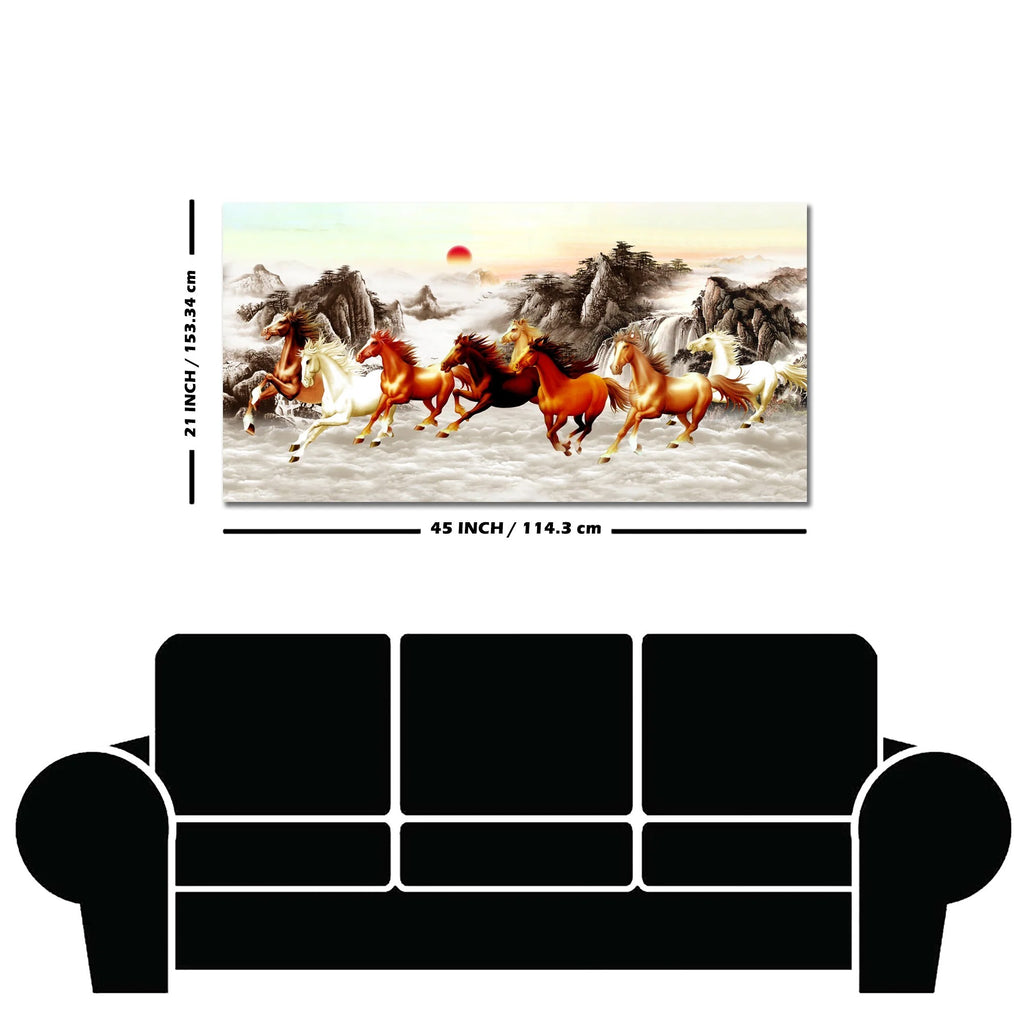 Seven Running Horses at Dawn Canvas Wall Painting
