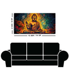 Spiritual Peaceful Gautam Buddha Textured Art Wooden Wall Painting