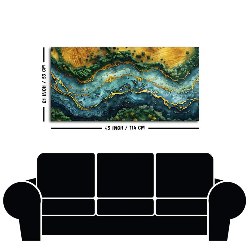 Abstract View of River Art Canvas Wooden Wall Painting