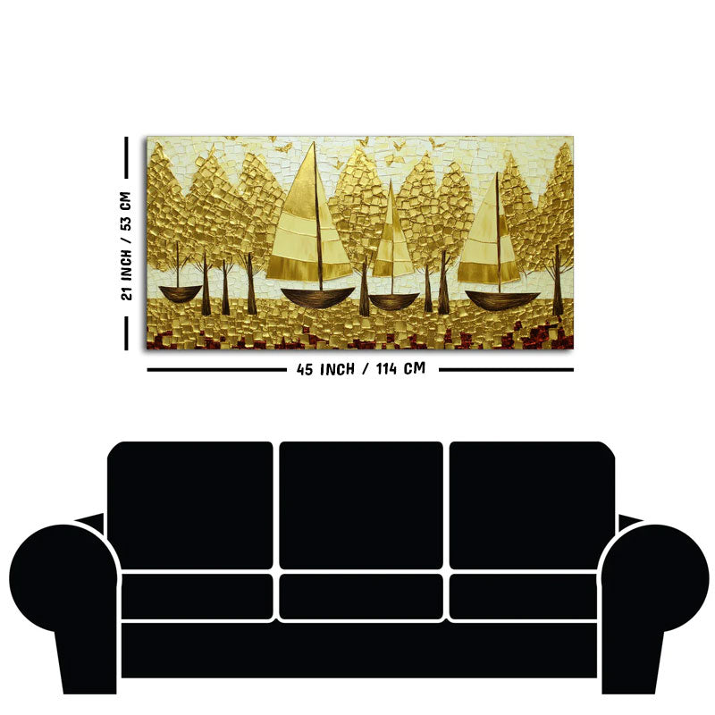 Premium Golden Color Artistic Tree Art Canvas Wall Painting