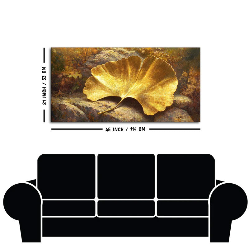Golden Ginkgo Leaf Art Canvas Wooden Wall Painting