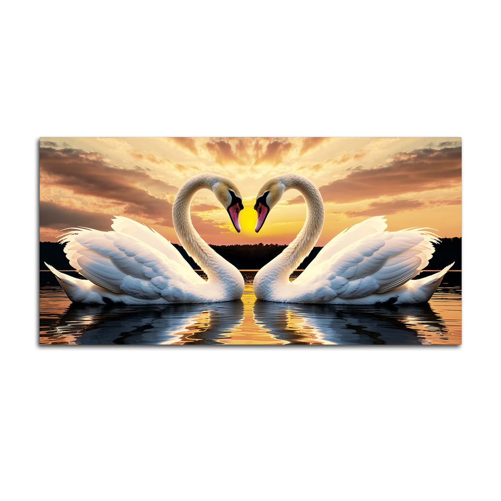 Beautiful Swan Pair Wall Painting for Home & Bedroom Decor