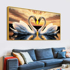 Beautiful Swan Pair Wall Painting for Home & Bedroom Decor