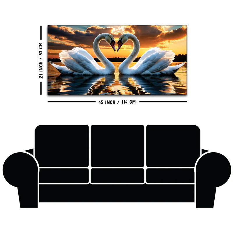 Elegant Swan Couple Wall Painting for Luxury Home Decor