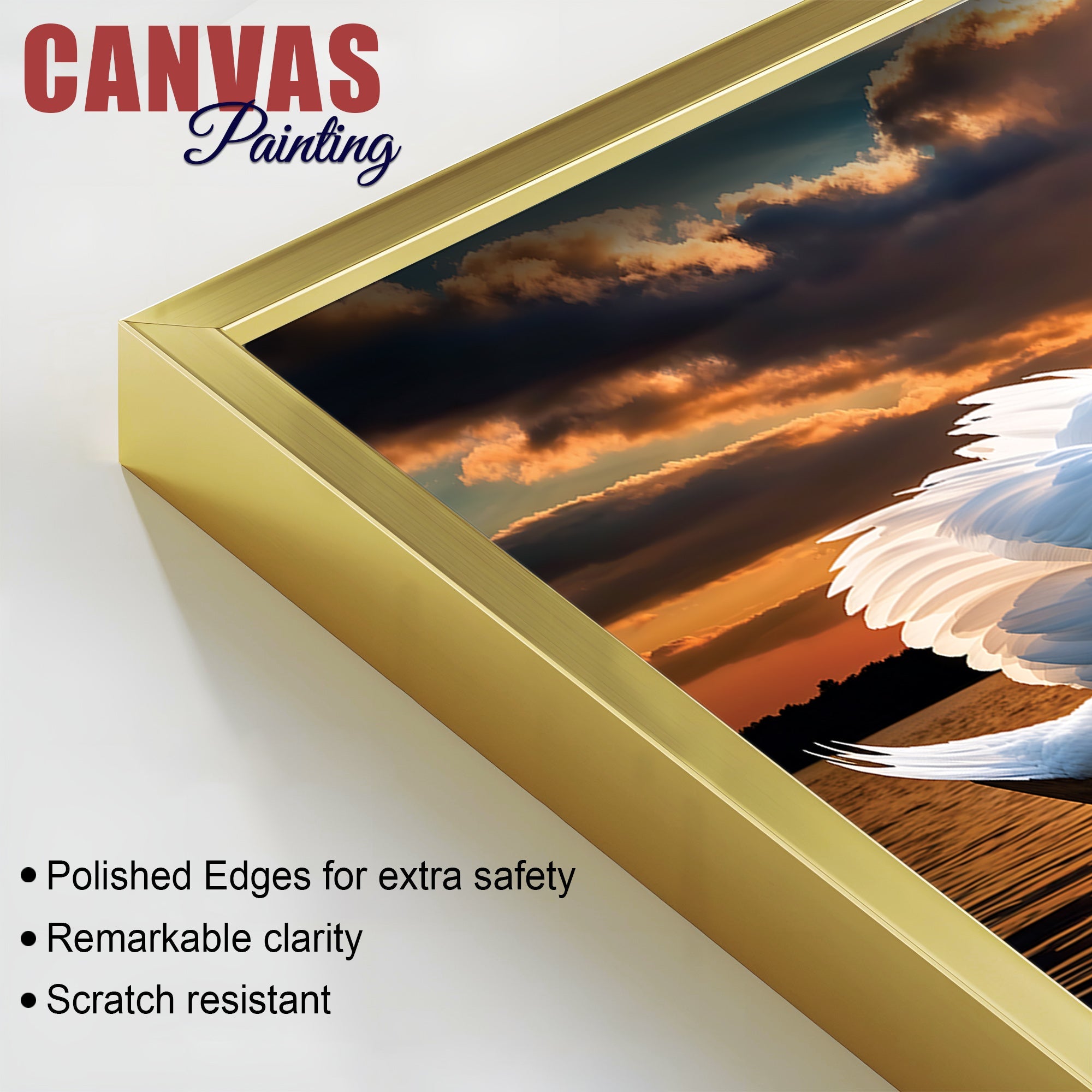 Elegant Swan Couple Wall Painting for Luxury Home Decor