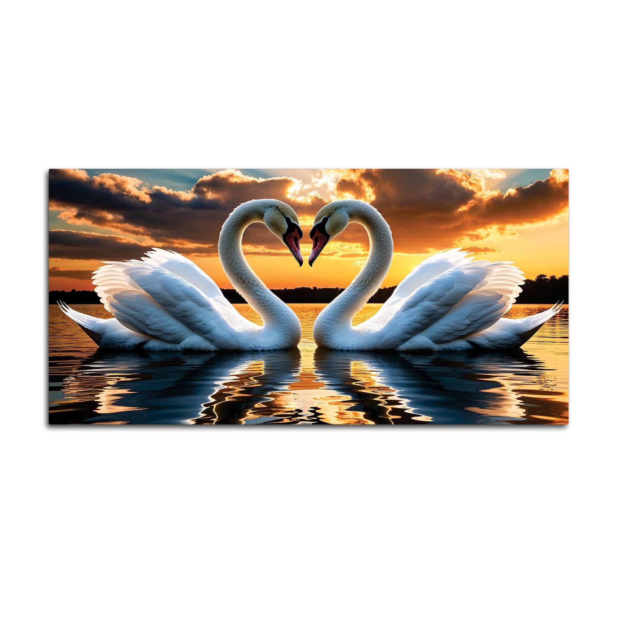 Elegant Swan Couple Wall Painting for Luxury Home Decor