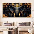 Divine Royal Black & Gold Lord Ganesha Canvas Wall Painting for Modern Home & Office Spaces