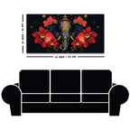 Royal Elephant with Hibiscus flowers Artistic Canvas Wall Painting for Home & Office – Premium Wall Decor