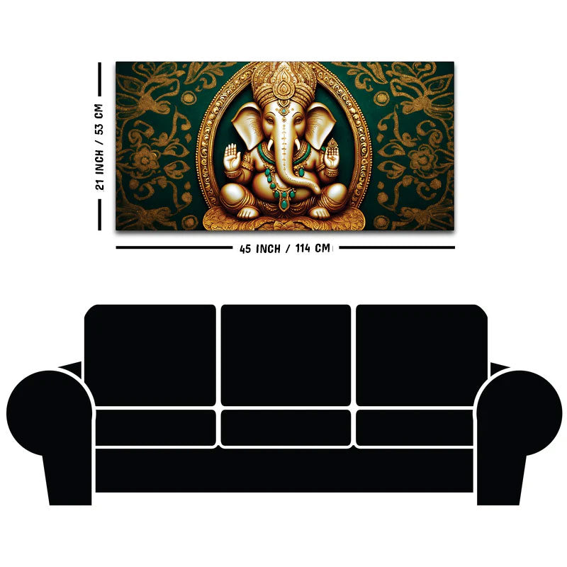Artistic Lord Shri Ganesha Modern Portrait Canvas Wall Painting for Home & Office Decor – Modern Devotional Wall Art
