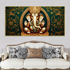 Artistic Lord Shri Ganesha Modern Portrait Canvas Wall Painting for Home & Office Decor – Modern Devotional Wall Art