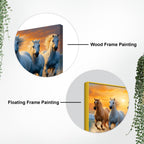 Seven White Horses Running at Dawn Canvas Wall Painting