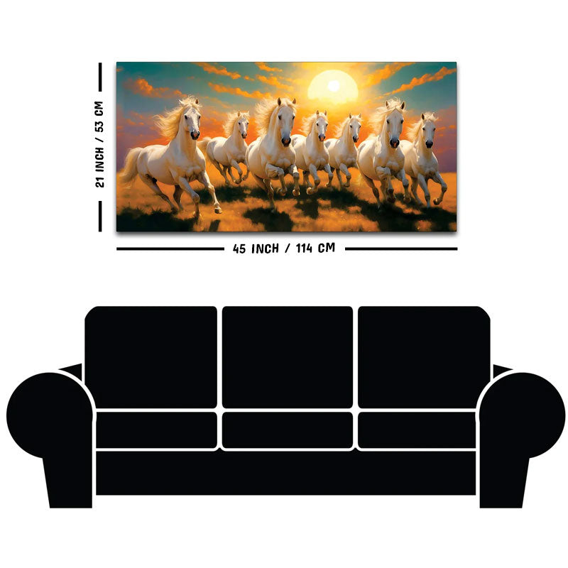 Seven Horses Running at Dawn Premium Canvas Wall Painting