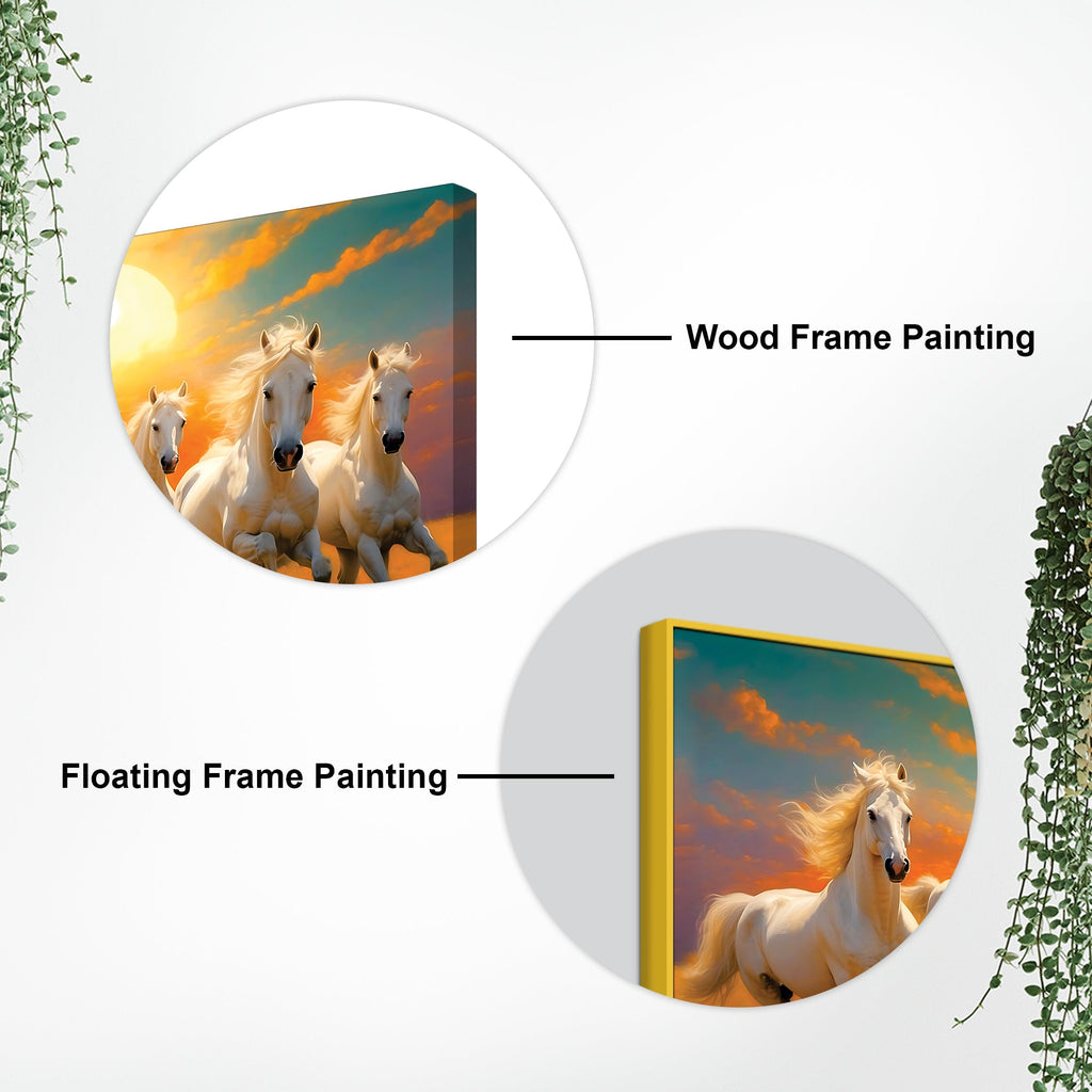Seven Running Horses at Dawn Premium Wall Painting