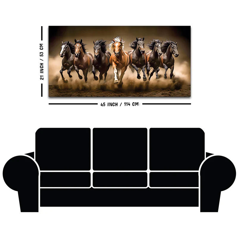 Cinematic view of Seven Running Horses Canvas Wall Painting