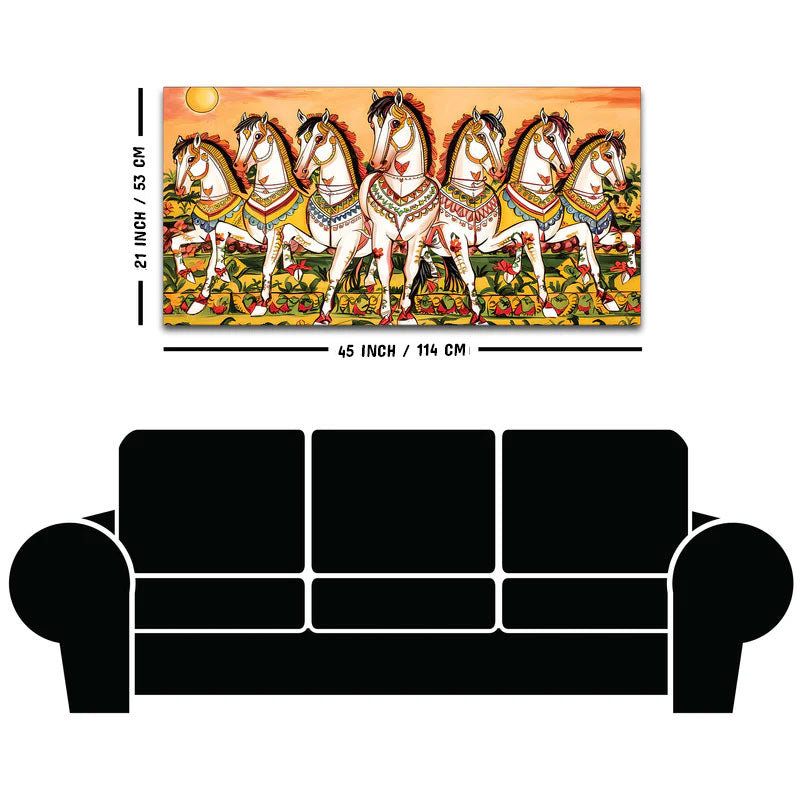 Seven Horses Folk Art Canvas wall Painting