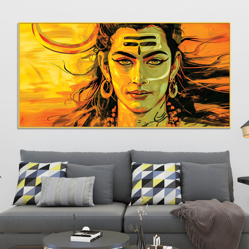Divine Lord Shiva Painting on Canvas for Spiritual Home Decor