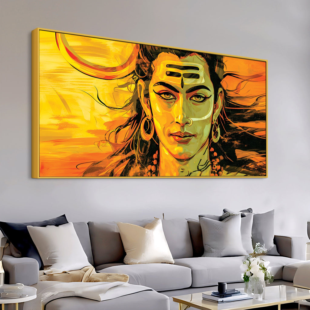 Divine Lord Shiva Painting on Canvas for Spiritual Home Decor